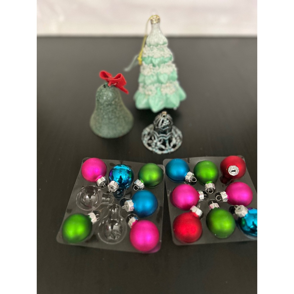 Christmas Ornaments Bulk Lot Holiday Tree Bell Baubles Multi Place & Time Mixed